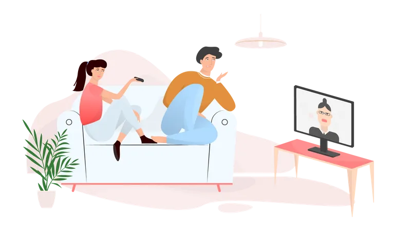 Couple relaxing at home  Illustration