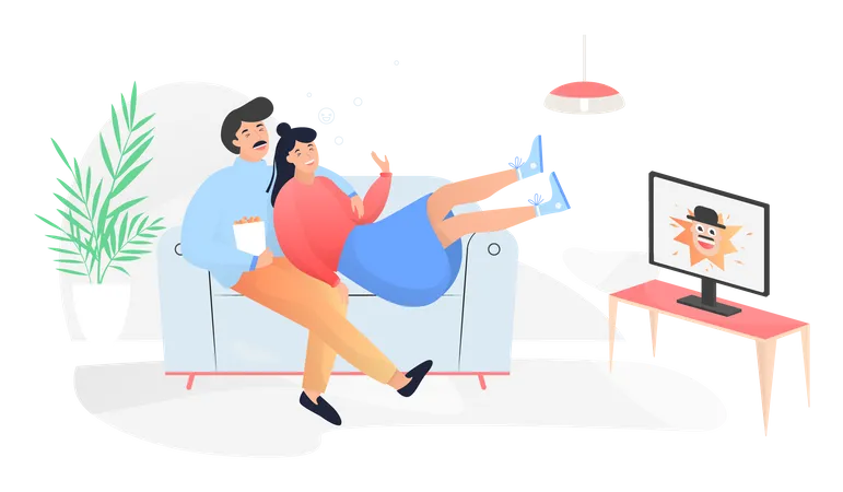 Couple relaxing at home  Illustration