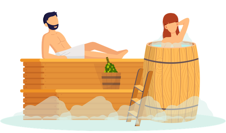 Couple relaxing in spa  Illustration