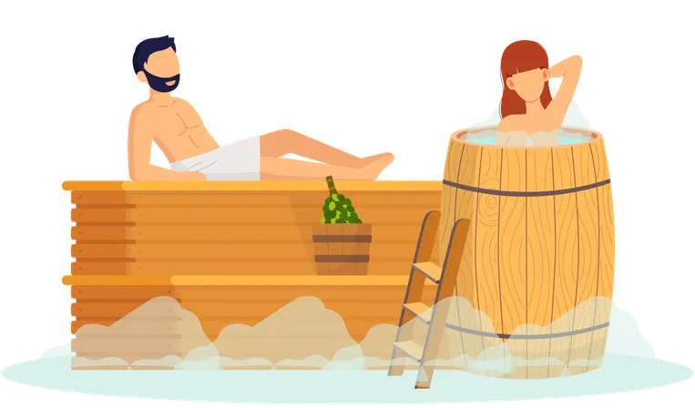 Couple relaxing in spa  Illustration