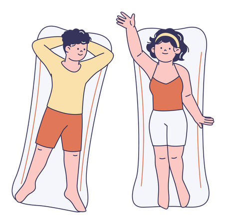 Couple Relaxing on Floats  Illustration
