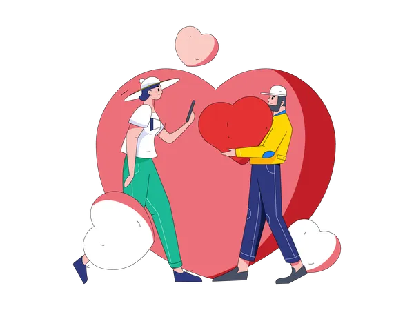 Couple datant de la Saint-Valentin  Illustration