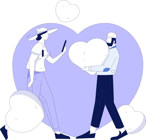 Couple datant de la Saint-Valentin  Illustration