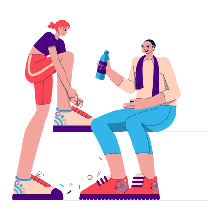 Couple resting after workout  Illustration