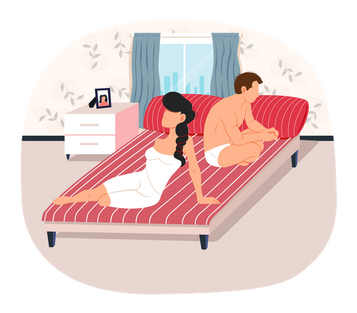Couple resting and getting ready to sleep Illustration