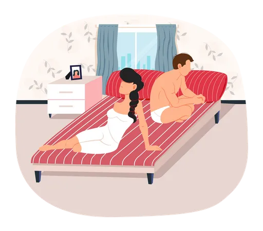 Couple resting and getting ready to sleep  Illustration