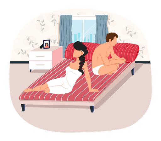 Couple resting and getting ready to sleep  Illustration