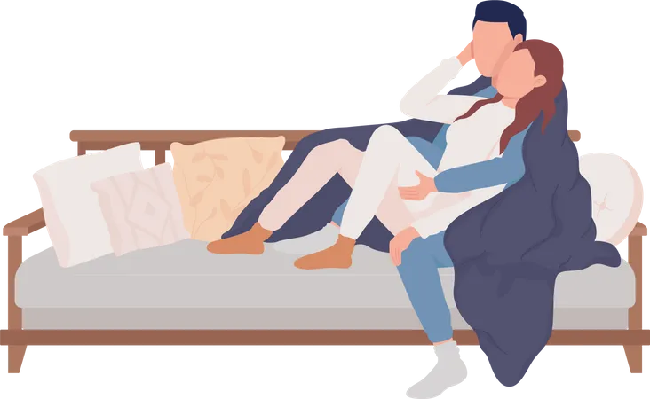 Couple resting on sofa  Illustration