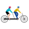 illustrations of couple riding bicycle
