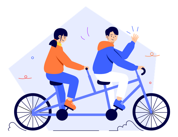 Couple riding bicycle Illustration