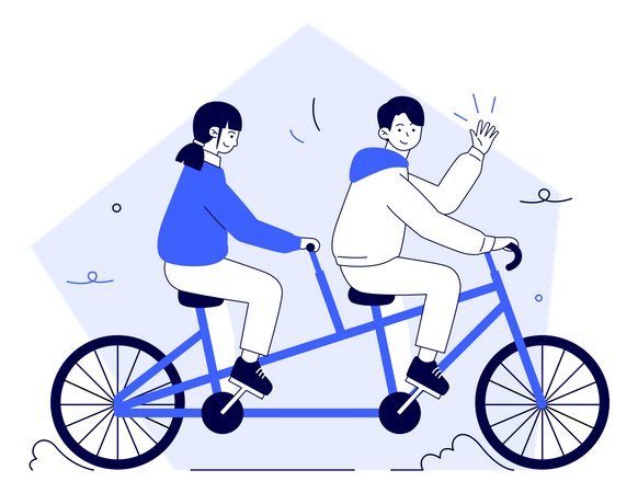 Couple Riding Bicycle Illustration