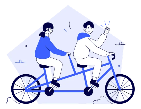 Couple Riding Bicycle  Illustration