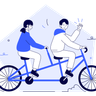 couple riding bicycle illustrations