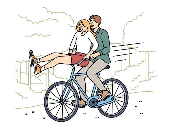 Couple riding bicycle  Illustration