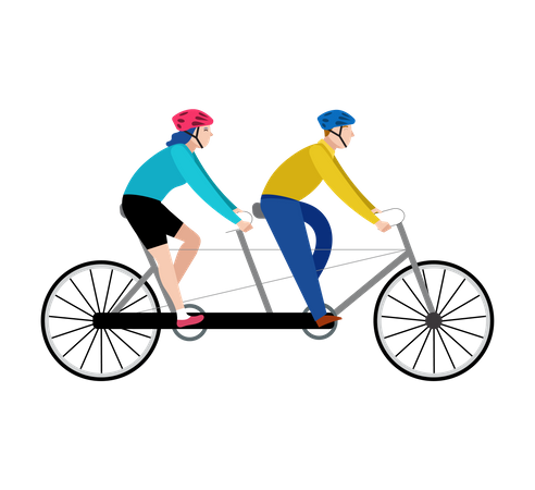 Couple riding bicycle  Illustration