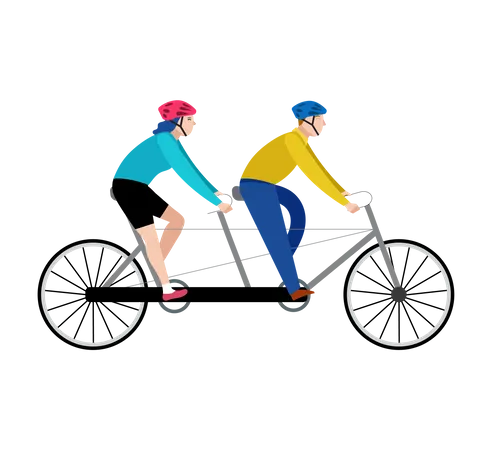 Couple riding bicycle  Illustration