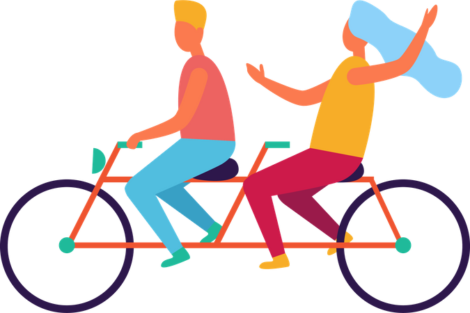 Couple riding cycle Illustration