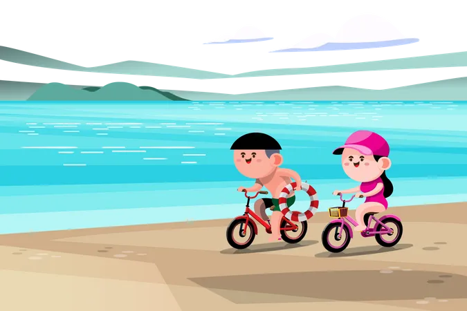 Couple riding cycle Illustration