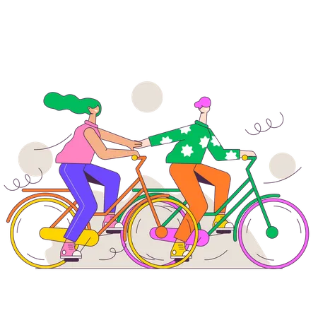 Couple riding cycle  Illustration