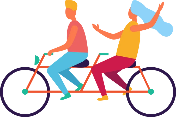 Couple riding cycle  Illustration