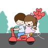 illustration for couple travelling on scooter