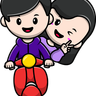 free couple riding scooter illustrations