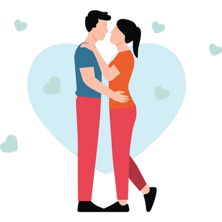 The Couple Is Romancing Illustration