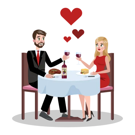 Couple romantique en rendez-vous  Illustration