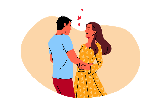 Couple romantique amoureux  Illustration