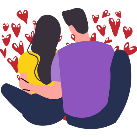 Couple romantique assis le jour de la Saint-Valentin  Illustration