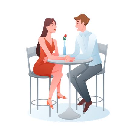 Couple romantique en date du dîner  Illustration