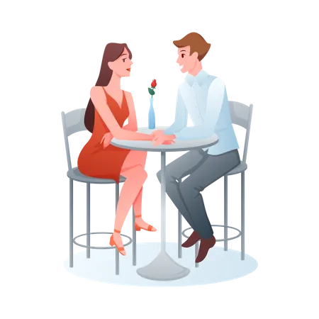 Couple romantique en date du dîner  Illustration