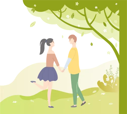 Couple romantique dans le parc  Illustration