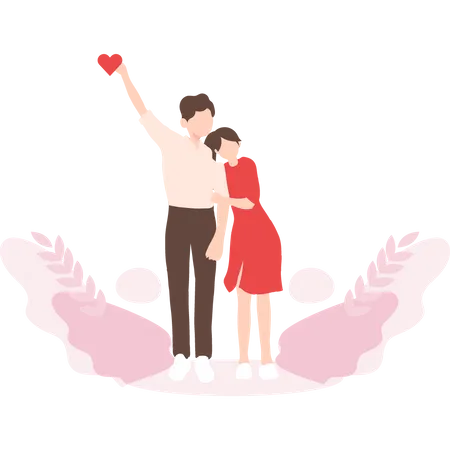 Couple romantique de Saint-Valentin  Illustration