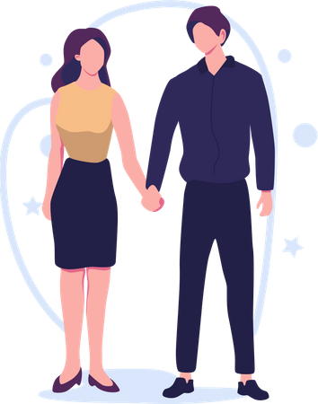 Couple romantique debout ensemble  Illustration