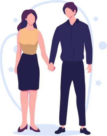 Couple romantique debout ensemble  Illustration