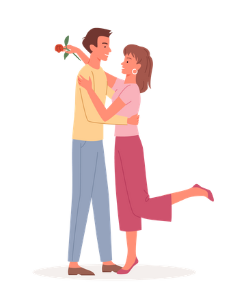 Couple romantique, étreindre  Illustration