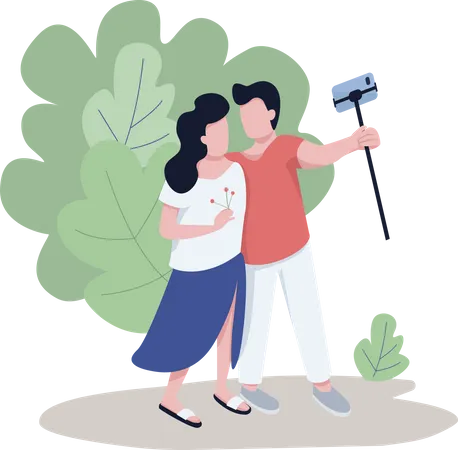 Couple romantique prenant le selfie  Illustration