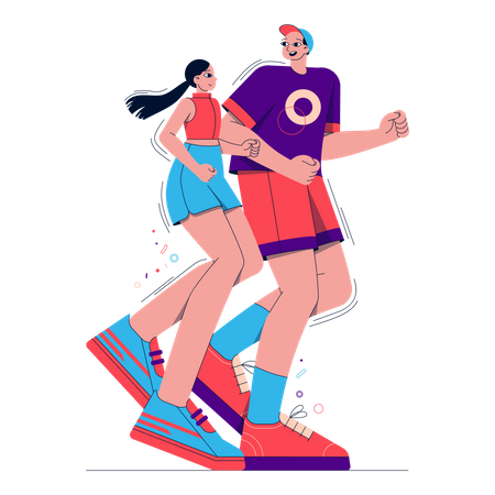 Couple running  Illustration