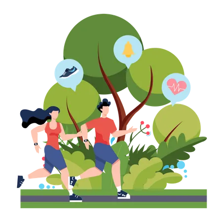 Fitness Running Or Jogging Concept Idea Of Healthy And Active Lifestyle Immune Improvement And Muscle Building Isolated Flat Vector Illustration Illustration