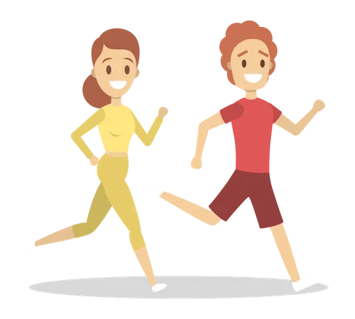 Couple Running  Illustration