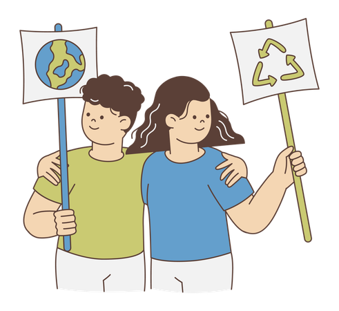 Couple running Environment saving Campaign  Illustration