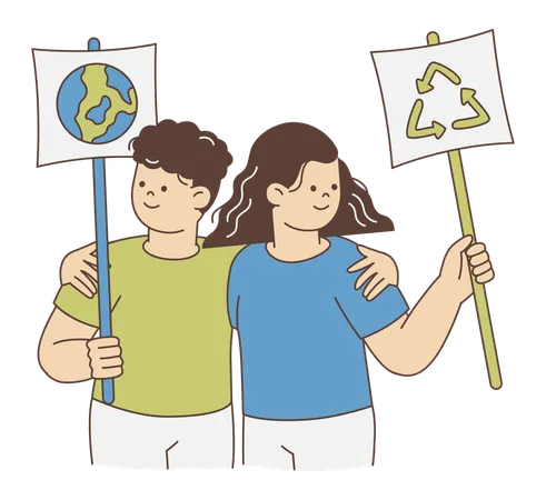 Couple running Environment saving Campaign  Illustration