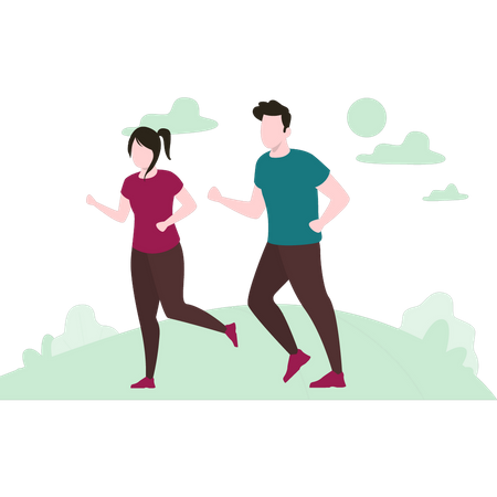 Couple running for exercise  Illustration