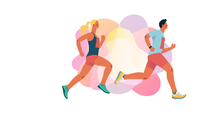 Couple running  Illustration