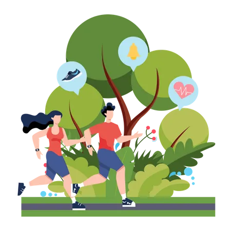 Couple running  Illustration