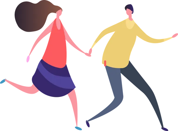 Couple running  Illustration