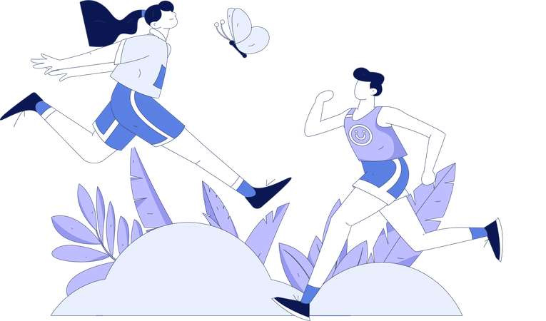 Couple running in park  Illustration