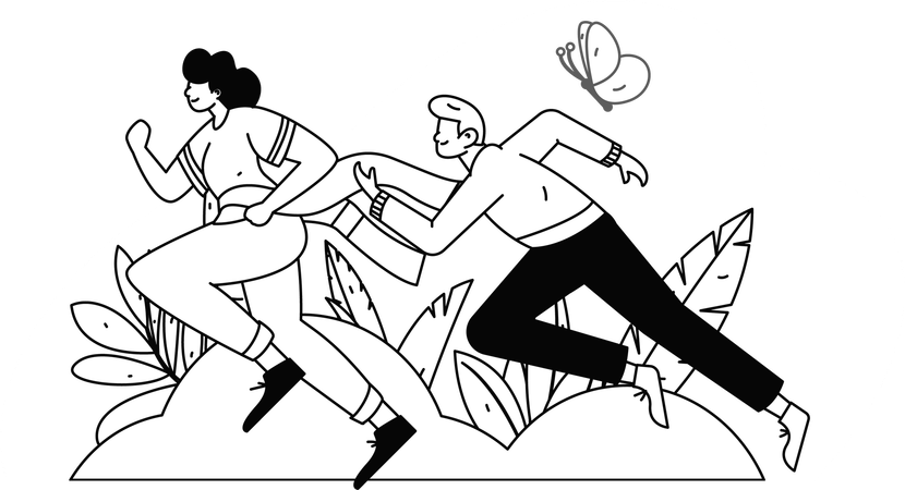 Couple running in park  Illustration