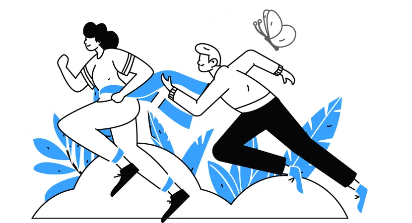 Couple running in park  Illustration